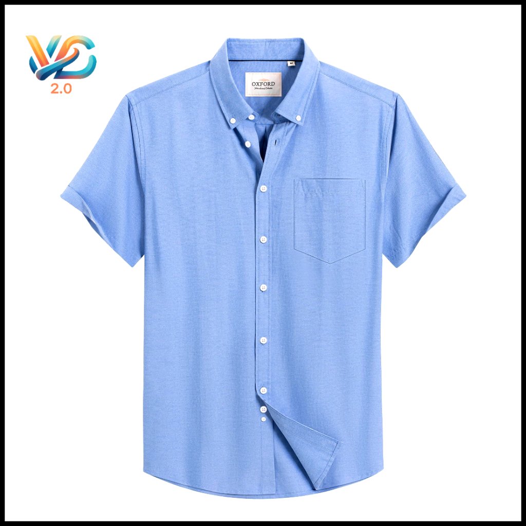 Classic Short Sleeve Oxford Shirt Regular Fit Button Down Collar Pocket